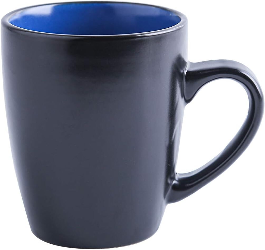 Stylish 16-Piece Blue and Black Stoneware Dinnerware Set for 4 - Modern Elegance