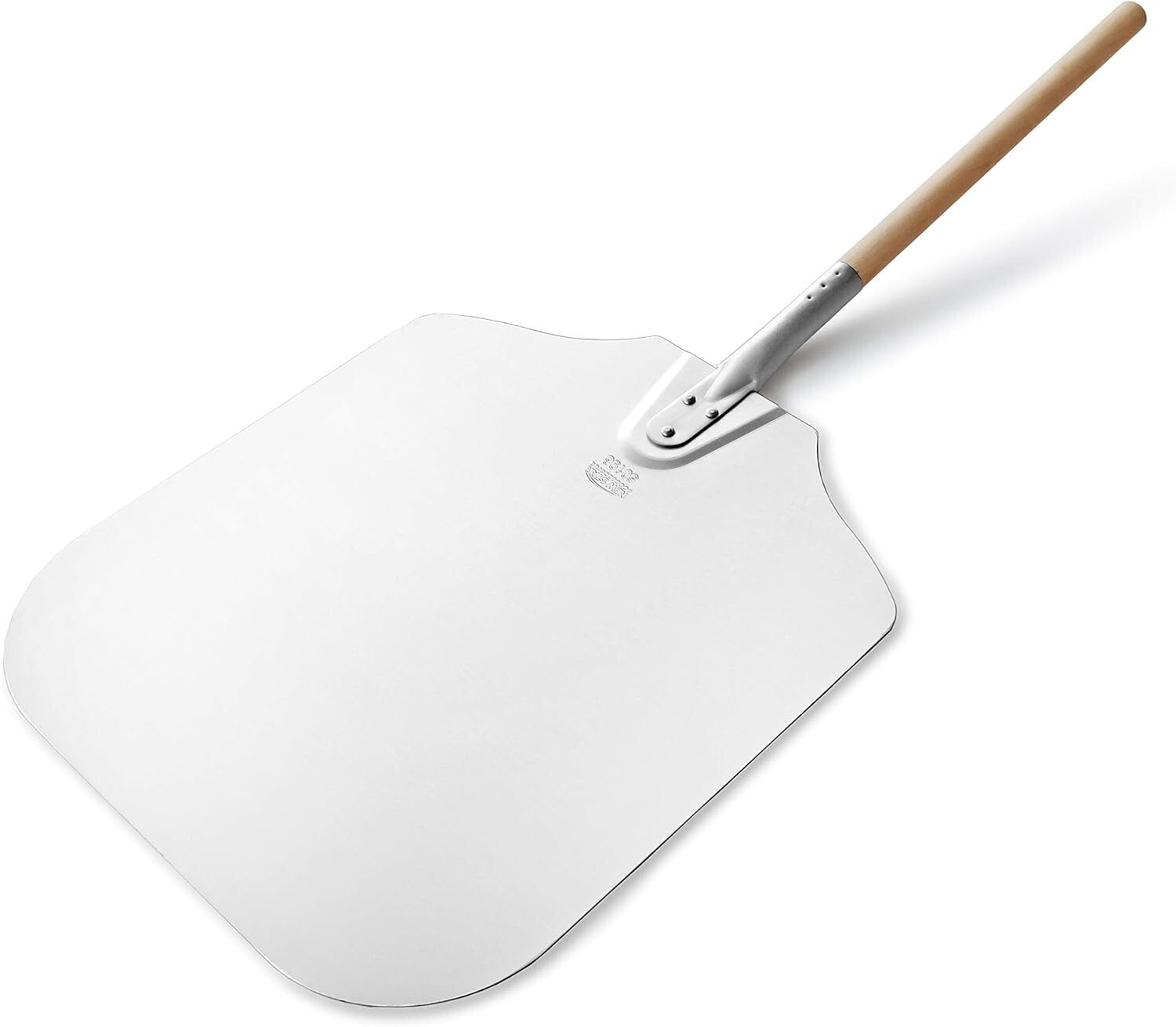 Aluminum Pizza Peel with 16x18 Inch Blade & Wooden Handle for Effortless Baking