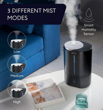 Load image into Gallery viewer, 6L Top Fill Humidifier &amp; Essential Oil Diffuser – Black Ultrasonic Quiet Mist