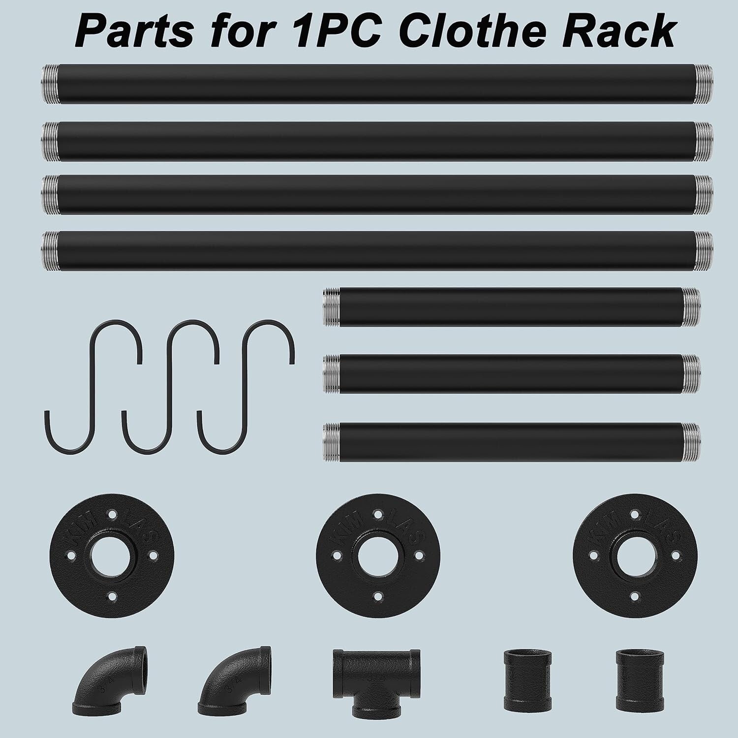 Portable 72''L Iron Clothes Rack with Hooks – Ideal for Laundry and Retail