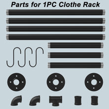 Load image into Gallery viewer, Portable 72''L Iron Clothes Rack with Hooks – Ideal for Laundry and Retail