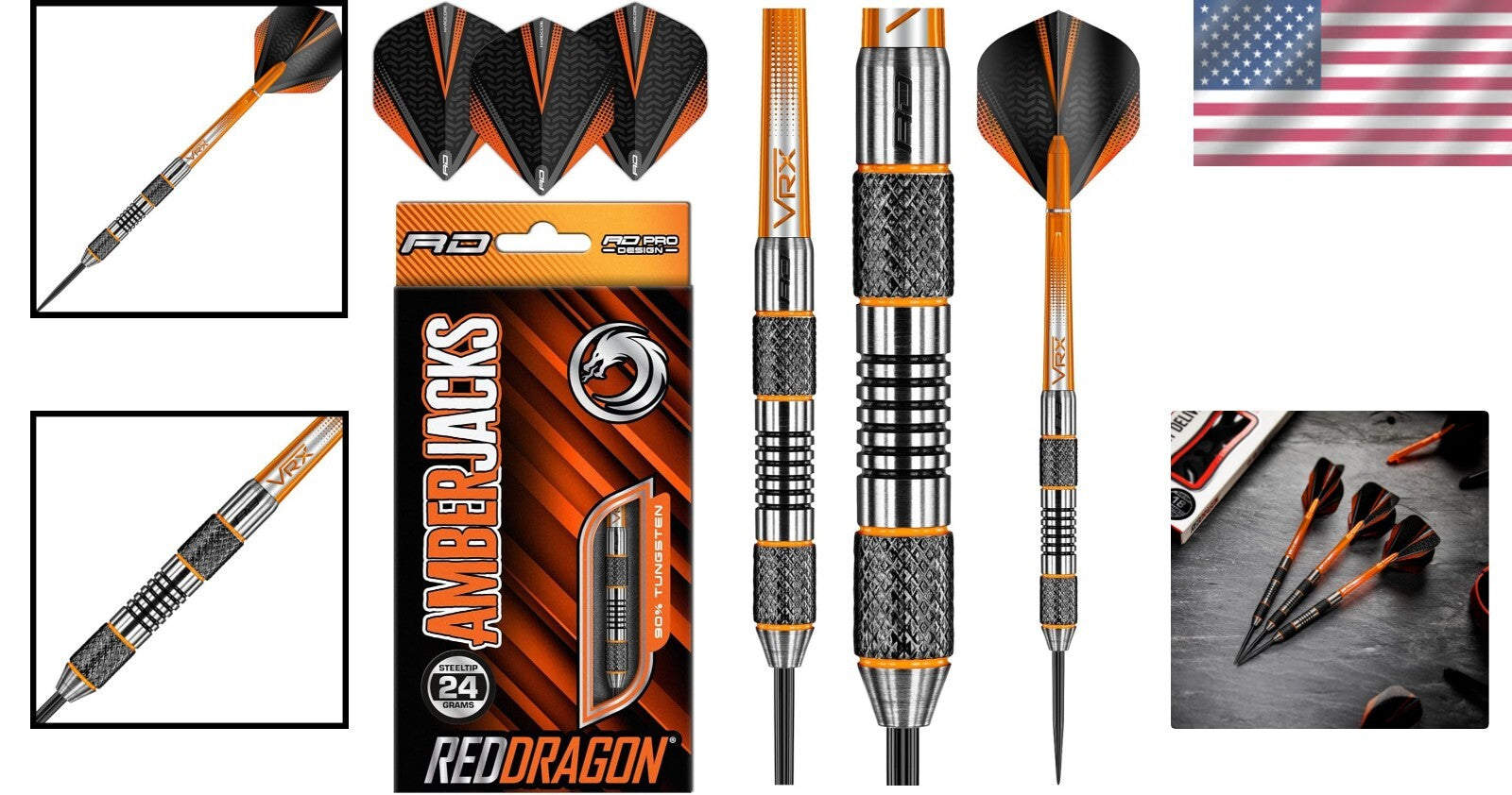 Expert-Quality Amberjack 24g Darts Set with Customizable Weights Available