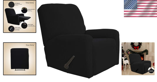 Elegant 4-Piece Recliner Sofa Slipcover in Black - Stylish Furniture Protector
