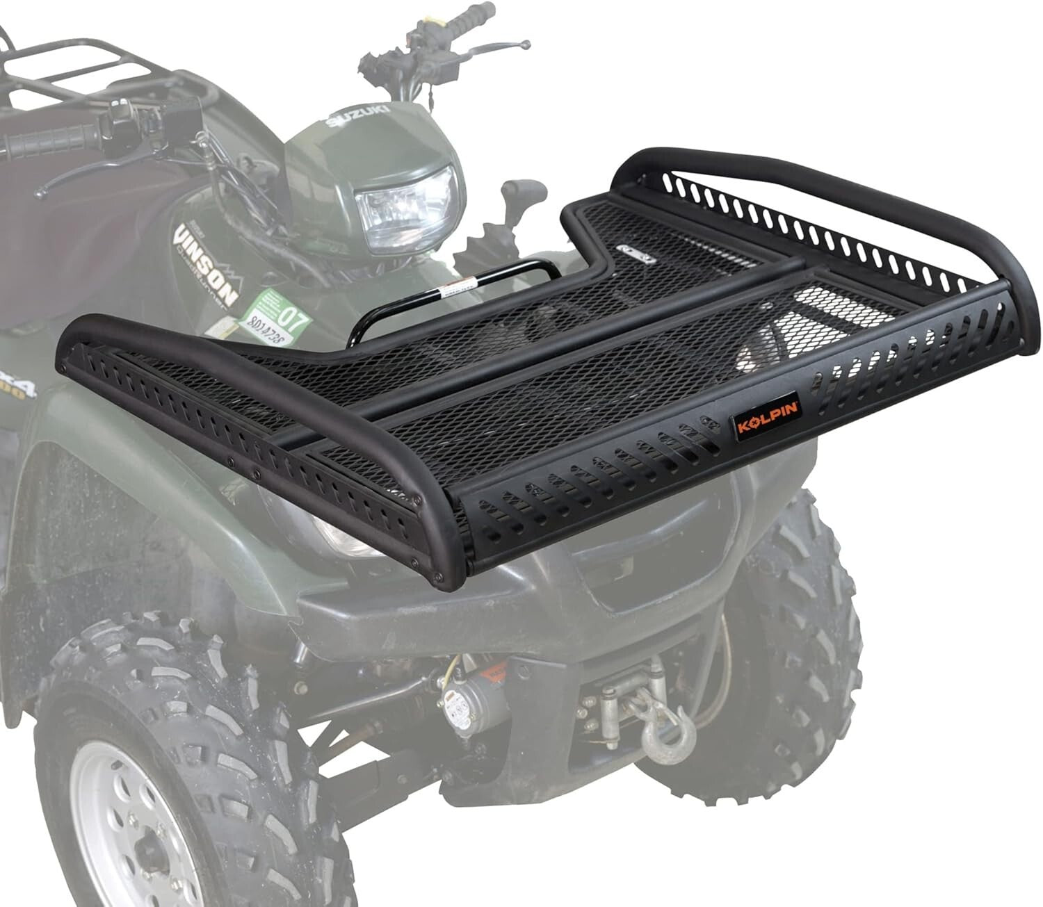 Versatile Black ATV Flat Rack, 110-220 lbs Load Capacity - Easy U-Bolt Mounting