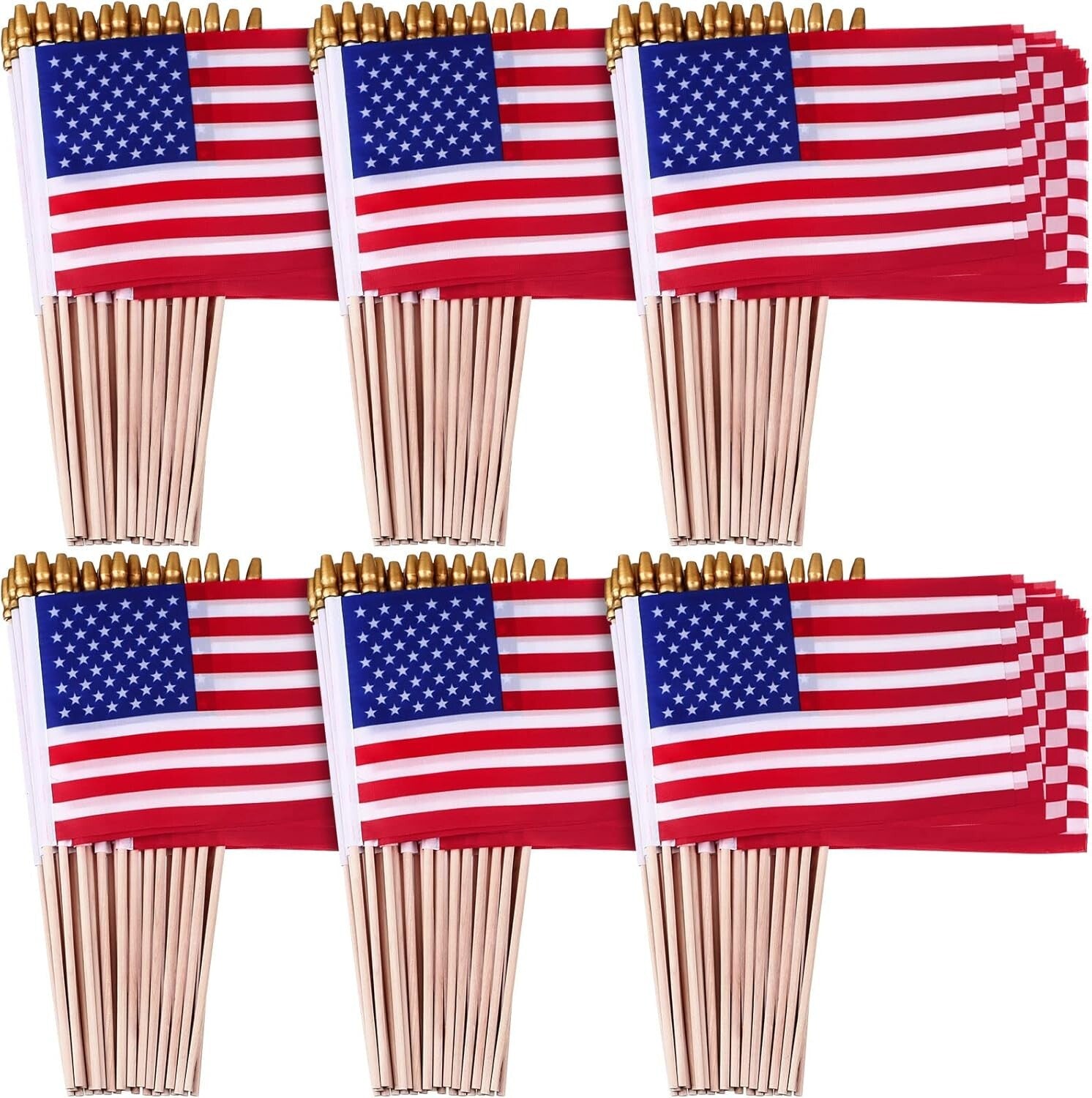 100 Mini American Flags on Sticks - Safe & Durable for Events & Celebrations