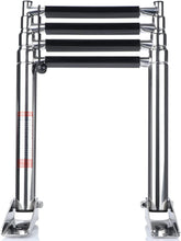 Load image into Gallery viewer, Compact Stainless Steel Telescoping 4 Step Ladder for Pontoon &amp; Yacht Boarding