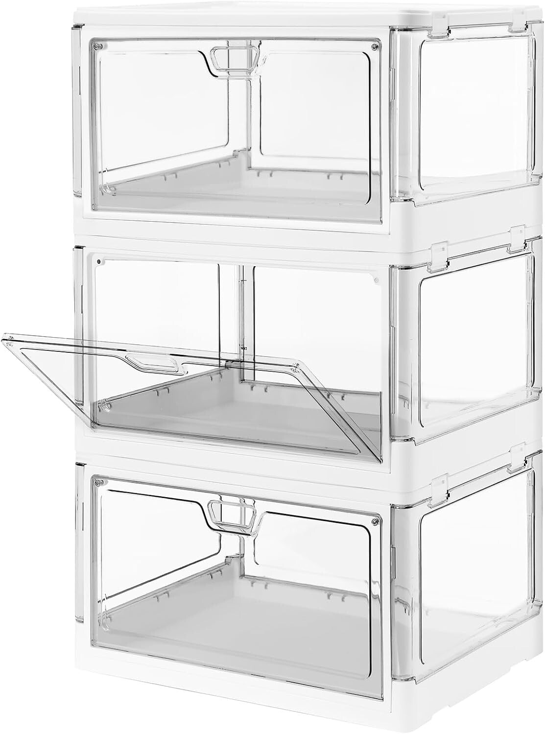 Space-Saving 3-Pack Clear Storage Boxes with Lids - Ideal for Home Organizing