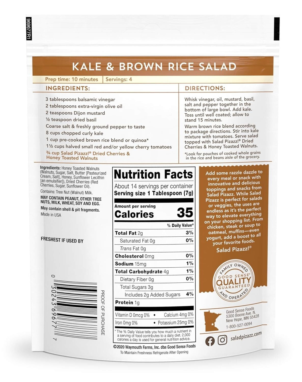 Delicious Salad Pizzazz! Pack of 12 Resealable Bags of Dried Cherries & Walnuts