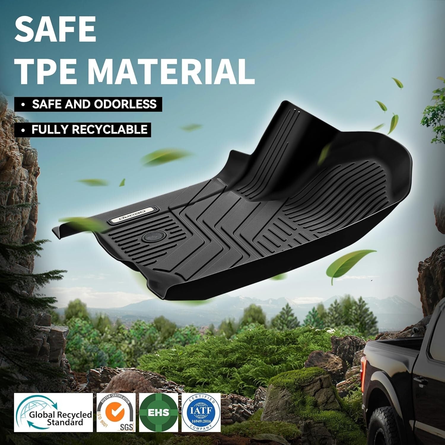 Durable All-Weather Floor Mats with Backrest Protector for Hyundai Santa Fe