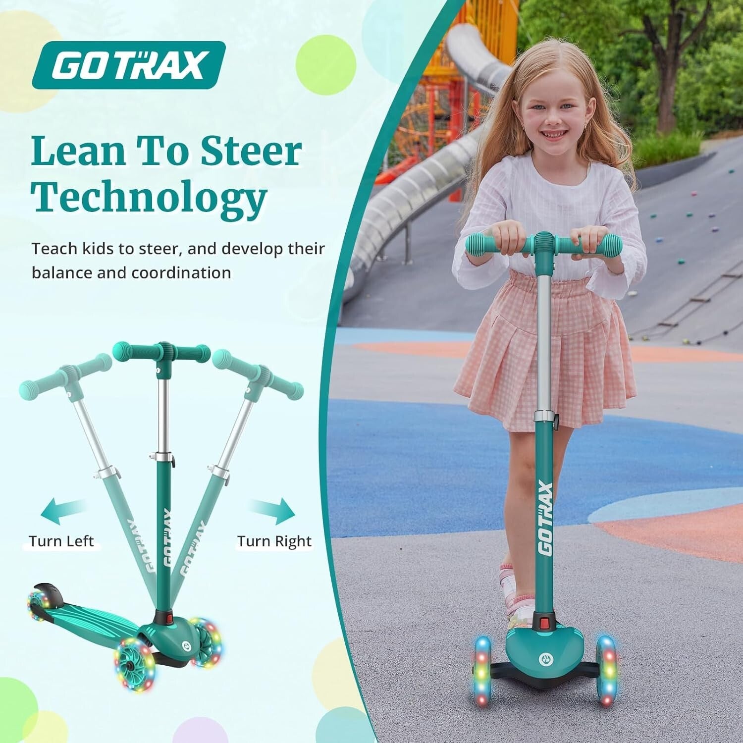 Durable Kids Kick Scooter - LED Wheels & Adjustable Handlebars for Ages 2-8