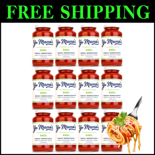 Gourmet Vegan Tomato Basil Pasta Sauce - 12 Count - Low Sodium & Low Glycemic