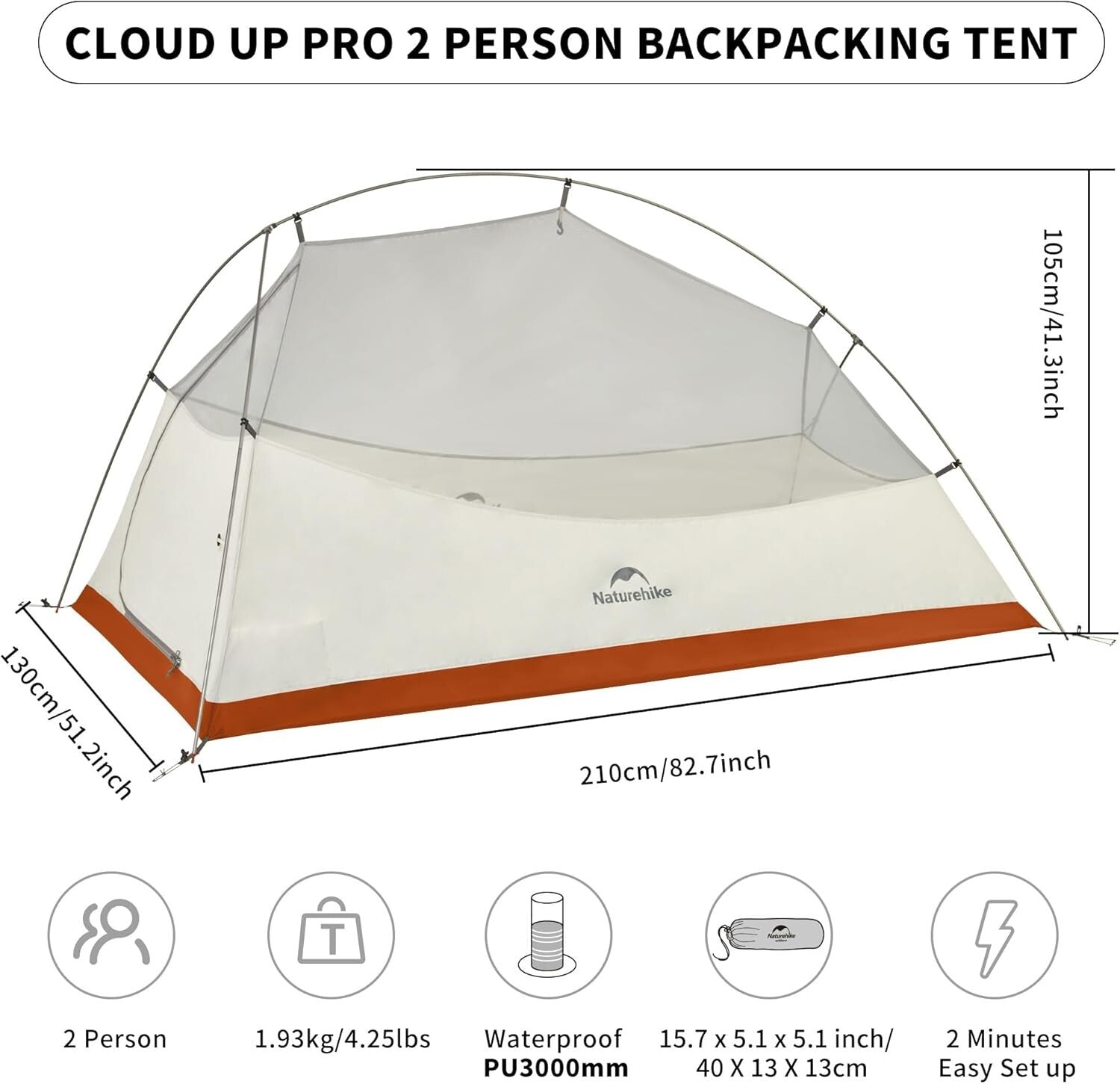 Lightweight 2 Person Tent with High Ventilation - Perfect for Hiking and Camping