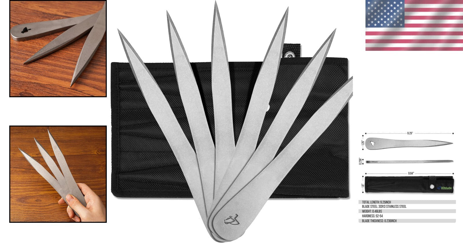 Versatile 6-Pack Throwing Spikes - Modern Stainless Steel with Care Instructions