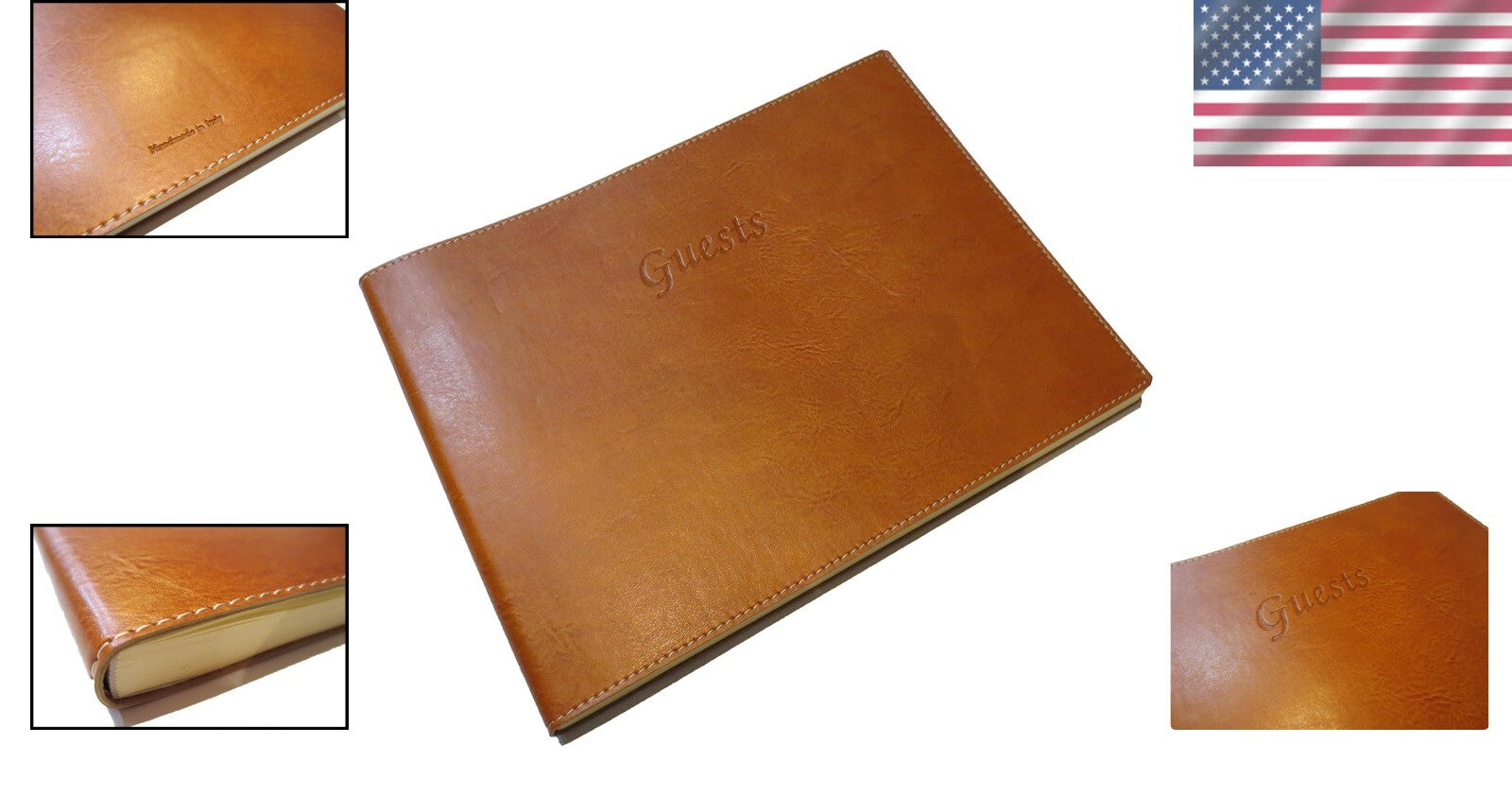 Tan Leather Guest Book with Soft Cover - Ideal for Weddings and Special Events