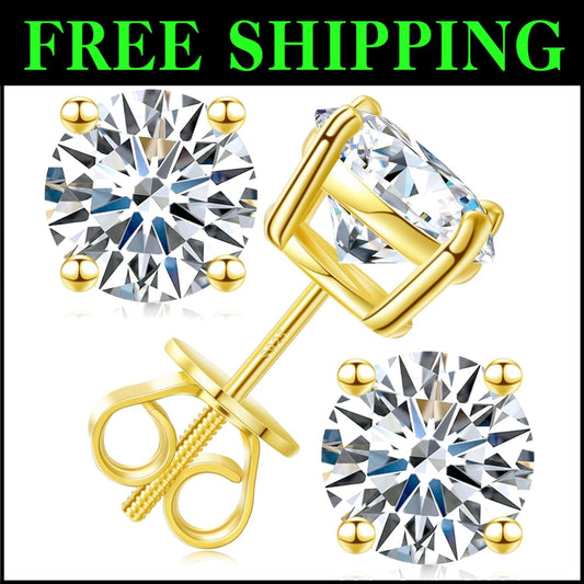 Elegant Moissanite Screw Back Earrings, 0.6ct to 8.0ct, Hypoallergenic Design