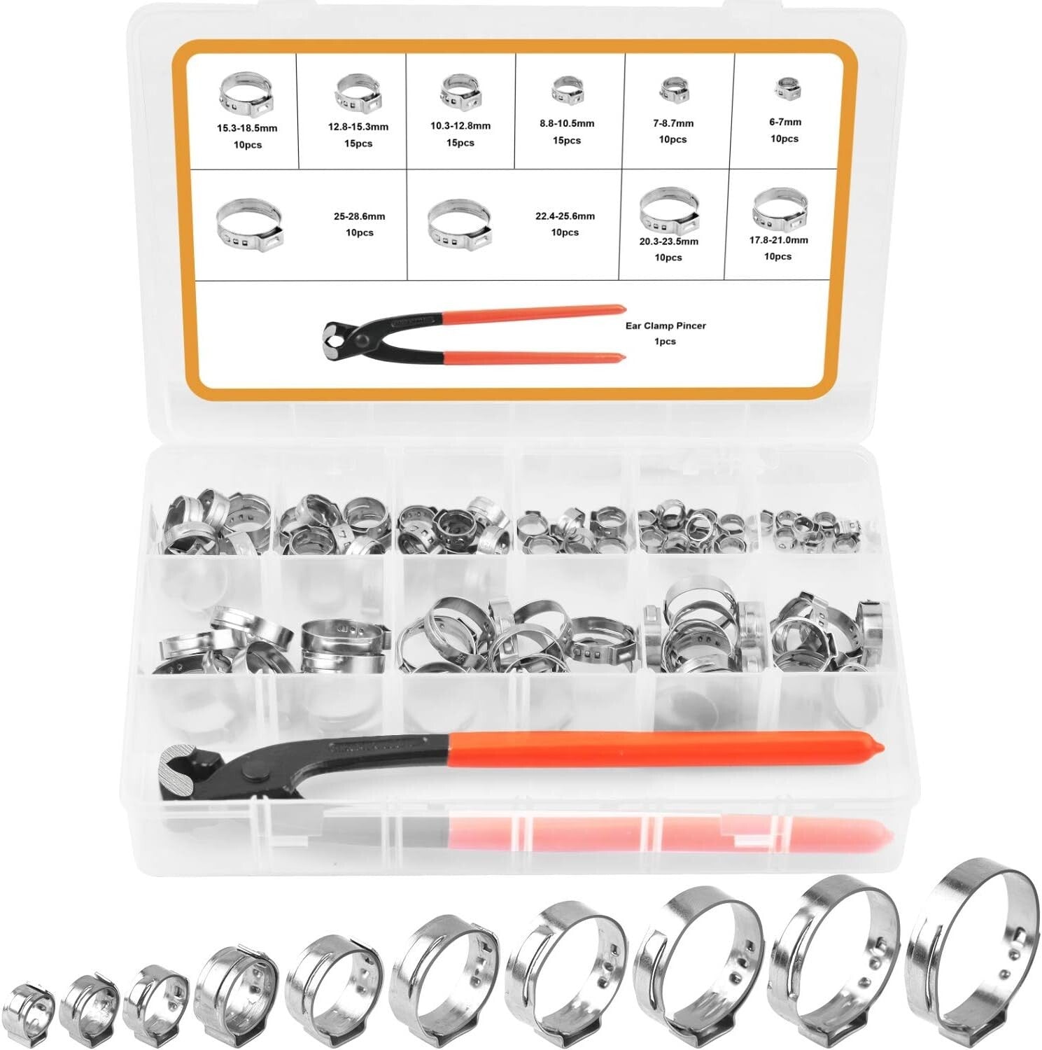 Comprehensive 115Pcs Hose Clamp Kit for Automotive and Plumbing Applications