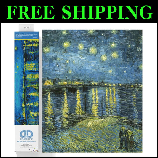 Diamond Painting Kit - Create Van Gogh's Starry Night Over the Rhône Masterpiece