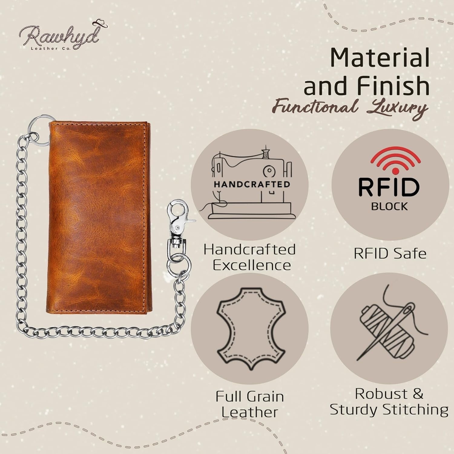 Classic Men's Biker Wallet with RFID Blocking & Chain - Timeless Craftsmanship