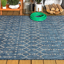 Load image into Gallery viewer, Stylish 5'3"x7'7" Navy/Light Gray Geometric Rug - Easy Clean and Stain-Resistant