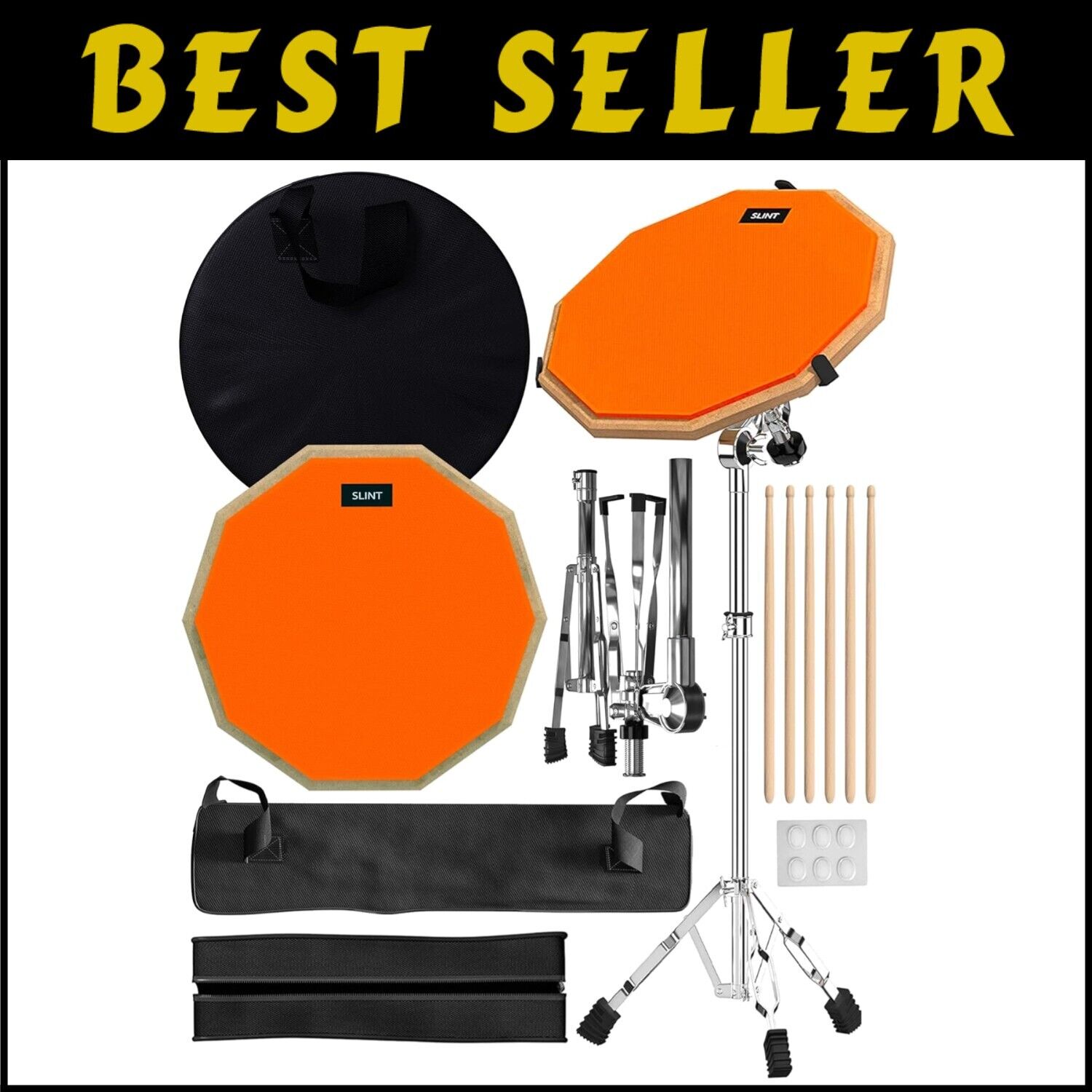 Lightweight 12" Drum Practice Pad with Adjustable Snare Stand - For Kids