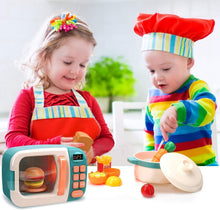 Load image into Gallery viewer, Educational Kids Pretend Kitchen Set with Microwave &amp; Realistic Cooking Fun