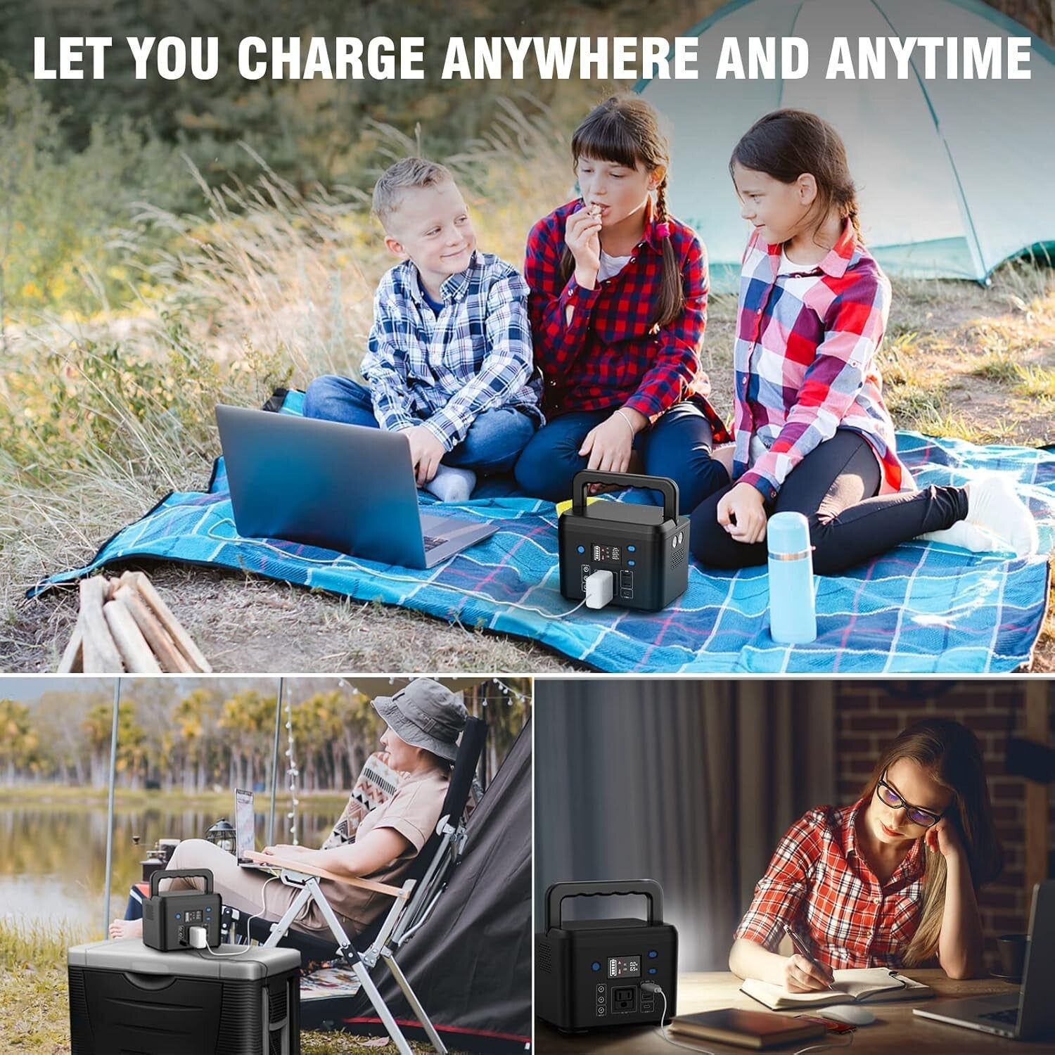 200W Portable Power Station - 33,000mAh Power Bank with LED Light for Camping