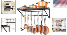 Load image into Gallery viewer, Powder Coated Wall Pot Rack 31.5 Inch with S-Hooks - Perfect for Small Kitchens