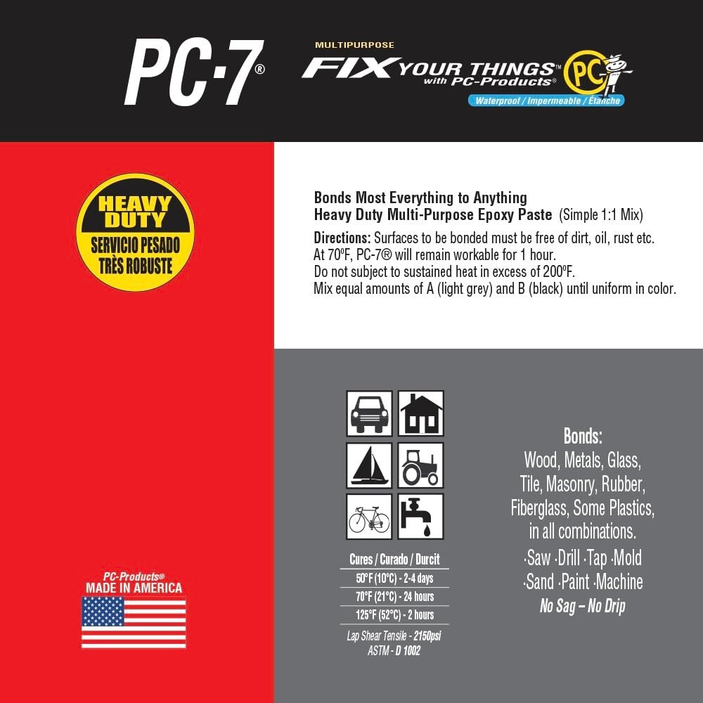 PC-7 Epoxy Adhesive - Heavy-Duty 8 lb Paste for Waterproof Sealing & Tile Repair