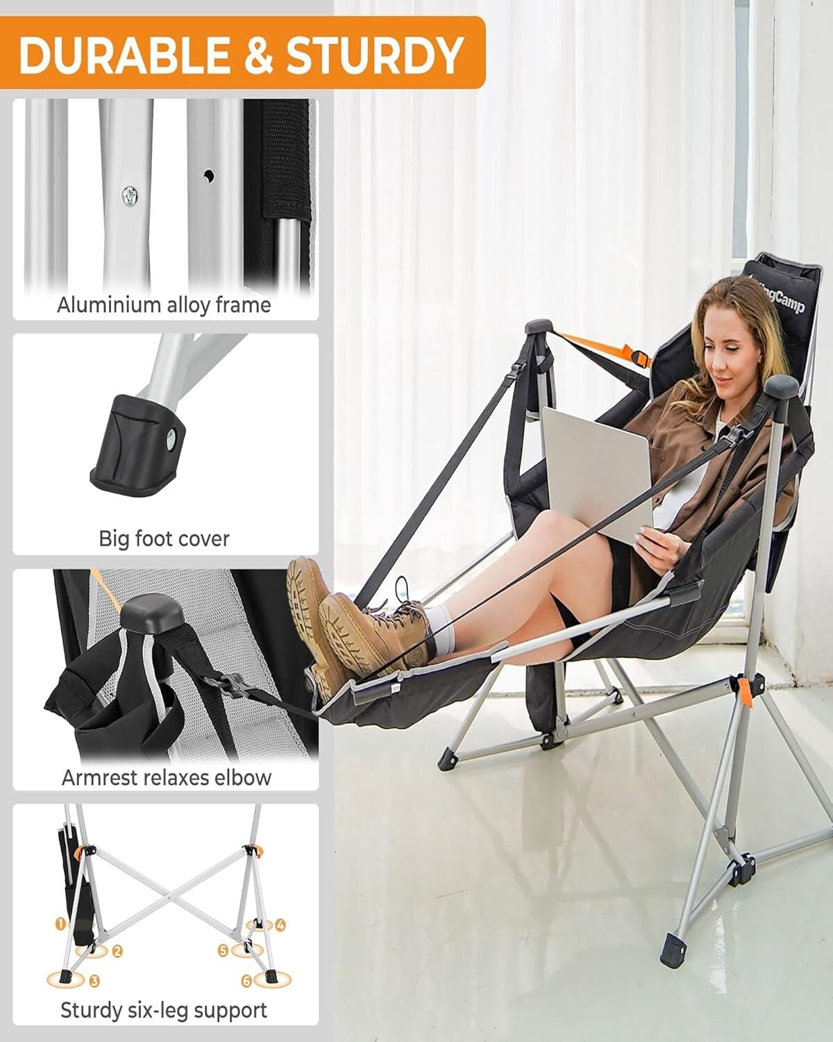 Heavy Duty Hammock Chair - 30" Wide, Foldable with Footrest for Outdoor Leisure