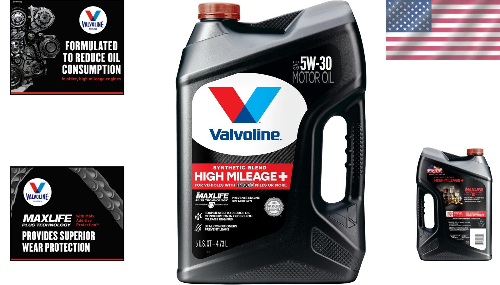 Anti-Wear 5W-30 Motor Oil with MaxLife Plus Protection for Aging Engines, 5 QT