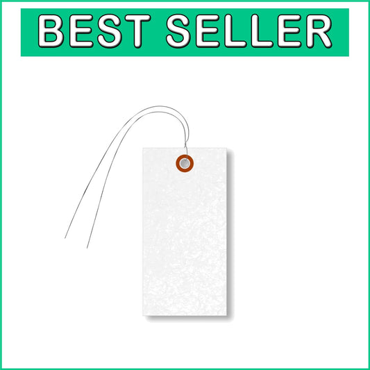 1000 White Shipping Tags with Pre-Attached Wires - Durable Tyvek, Rectangular