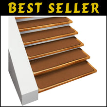 Load image into Gallery viewer, Comfort &amp; Safety: Set of 15 Non-Slip Toffee Brown Carpet Treads - 8" x 27"