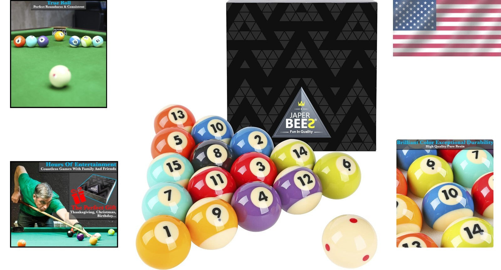 Colorful 16-Piece Billiard Balls Set - Perfect for Adults and Competitions