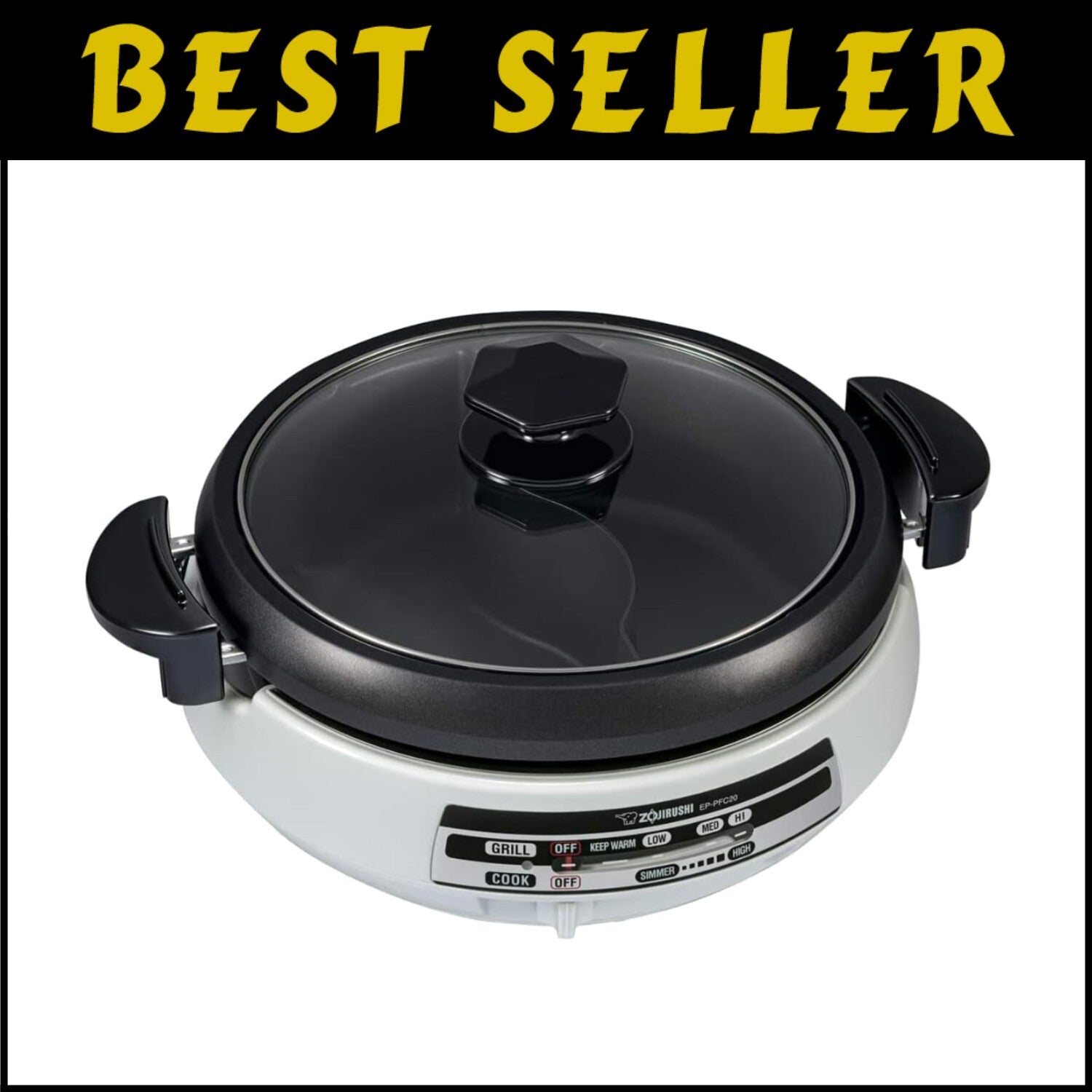 Nonstick Electric Skillet for Gas Stovetop - Dual Cooking Surface & Glass Lid