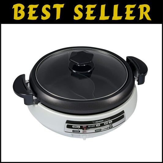 Nonstick Electric Skillet for Gas Stovetop - Dual Cooking Surface & Glass Lid