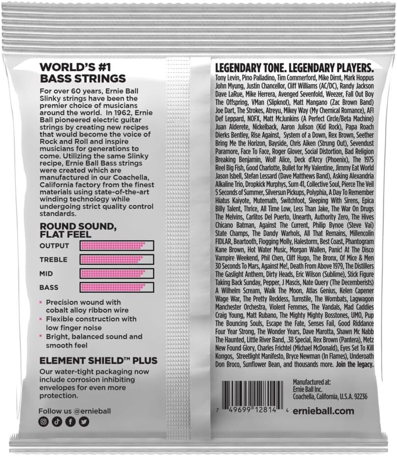 Cobalt Flatwound Bass Guitar Strings 45-100 Gauge for Enhanced Clarity and Tone