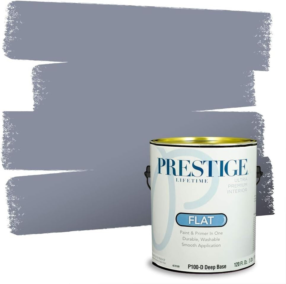 Fade & Stain Resistant Interior Paint, Chain, Flat Finish, 1 Gallon with Primer