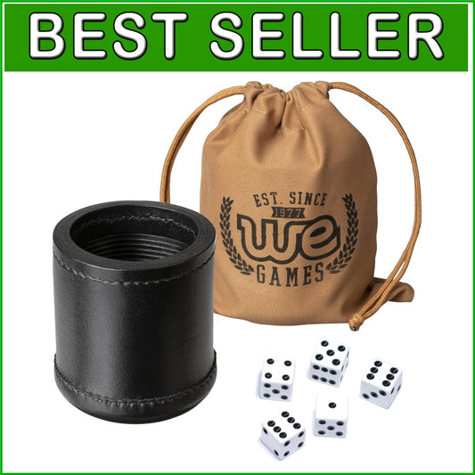 Superior Dice Cup Set: Handmade Leather, 5 Dice, Cloth Bag - Perfect Gift