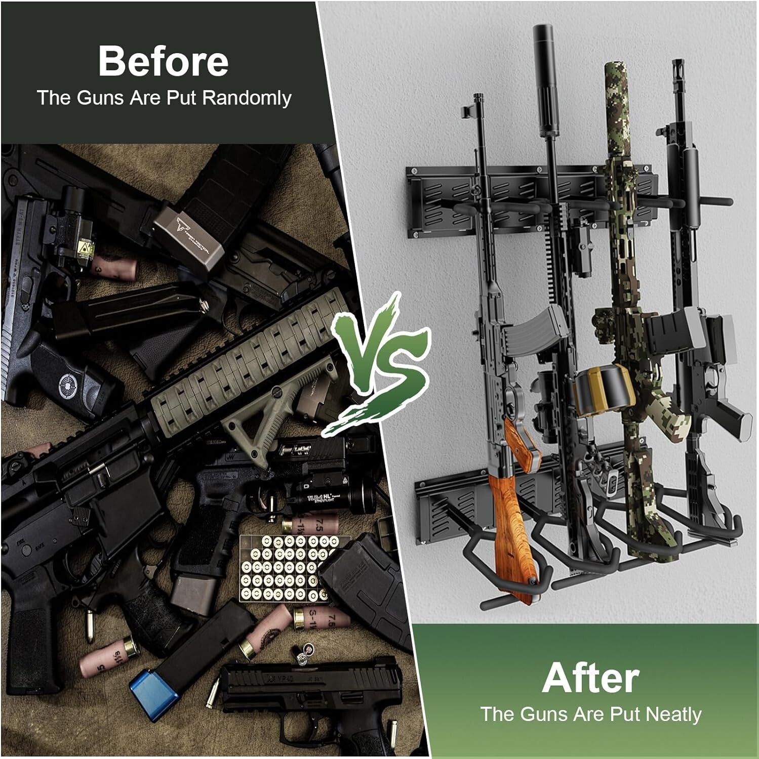 Durable Steel Wall-Mounted Gun Rack - Adjustable Display for Shotguns & Rifles