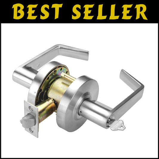 Stylish Heavy-Duty Keyed Lever Lock - Satin Chrome Finish for Commercial Spaces
