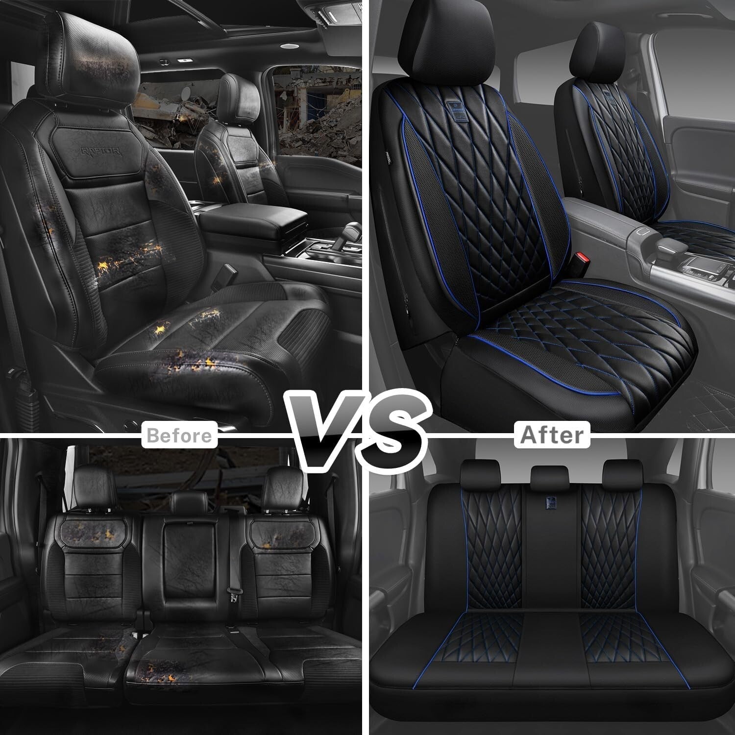 5-Seat Waterproof Faux Leather Covers with Anti-Slip Design for SUVs and More