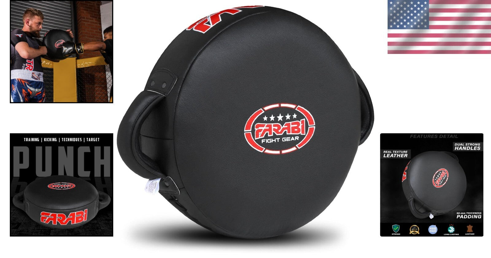 Durable Ambidextrous Boxing Mitts with 7 Layers Padding for Kickboxing Training