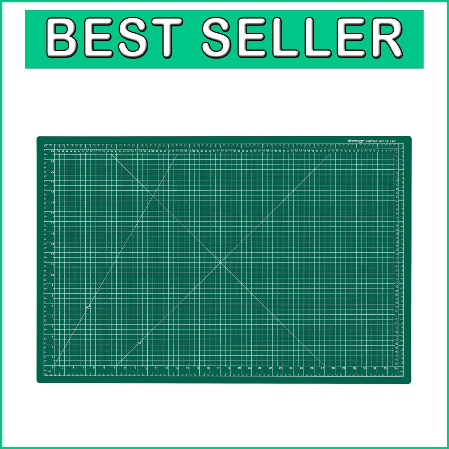 Durable 5-Layer Green Cutting Mat with Measurement Grid for Crafts - 24"x36"