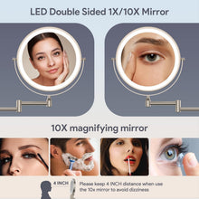 Load image into Gallery viewer, Rechargeable Wall-Mounted Makeup Mirror with 3 Lighting Modes &amp; Dimming Feature