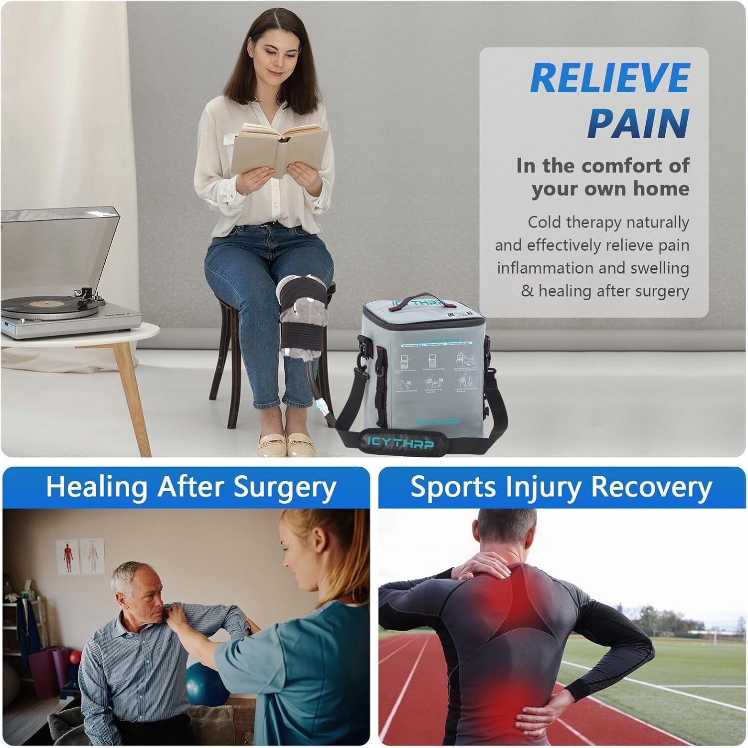 Ergonomic Ice Machine for Knee & Ankle Pain Relief with Programmable Features