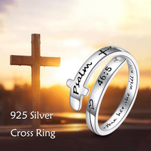 Load image into Gallery viewer, Adjustable Faith Cross Ring in Sterling Silver - Inspirational Jewelry Gift