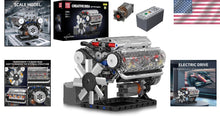Load image into Gallery viewer, V8 Engine Building Blocks - 535 Pcs Model Kit with Motor &amp; Transparent Features