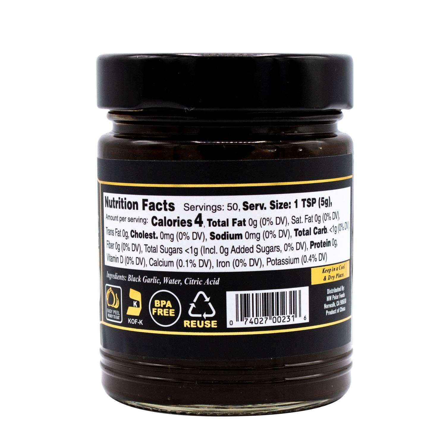 Black Garlic Puree Original 6-Pack - Sweet Umami Flavor in BPA-Free Glass