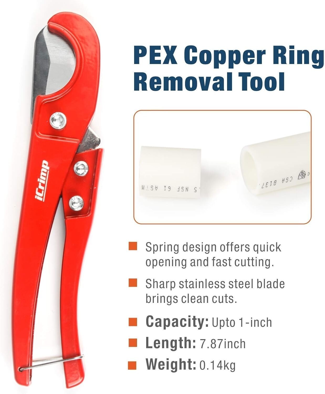 iCrimp PEX and Copper Crimping Tool Kit for 3/8 to 1-inch Pipes - Compact Design