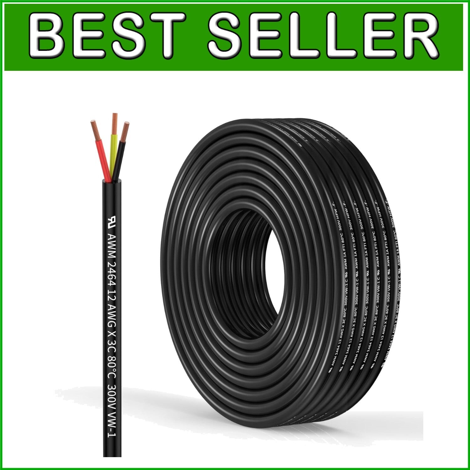 Flexible and Durable 12 AWG 3C Copper Wire - Perfect for Automotive & Home Use